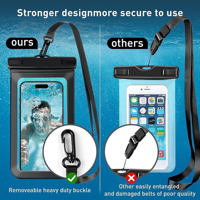 Woyinger [1 Pack Waterproof Phone Case, 8" Universal Dry Bag for iPhone 15/14/13/12 Pro Max, IPX8 Waterproof Pouch, Cruise Ship & Beach Essentials, Black - Image 4